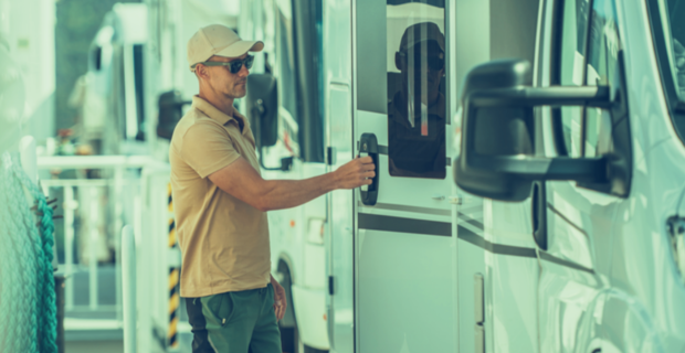 Man shopping for a recreational vehicle.
